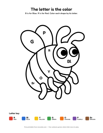 bee colour by letter printable