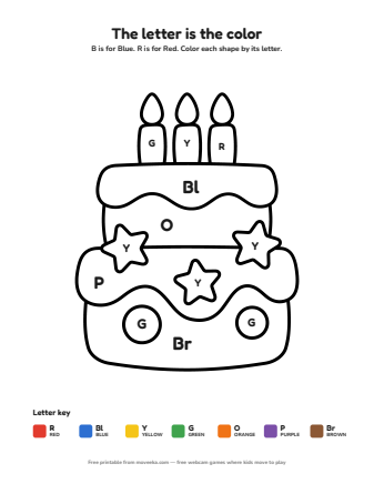 cake colour by letter printable