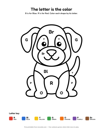 puppy colour by letter printable