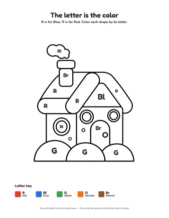 house colour by letter printable