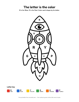 rocket colour by letter printable