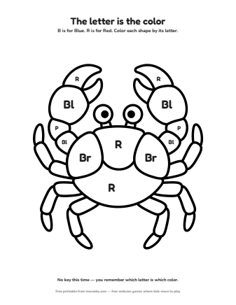 crab colour by letter printable