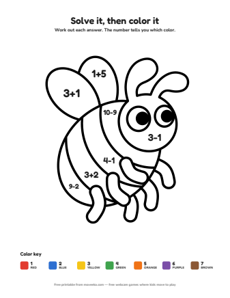 bee colour by numbers printable