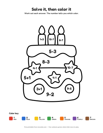 cake colour by numbers printable