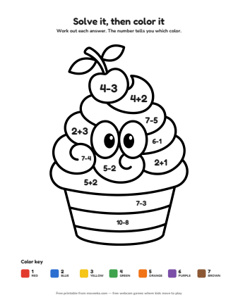 cupcake colour by numbers printable