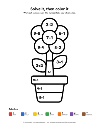 flower colour by numbers printable