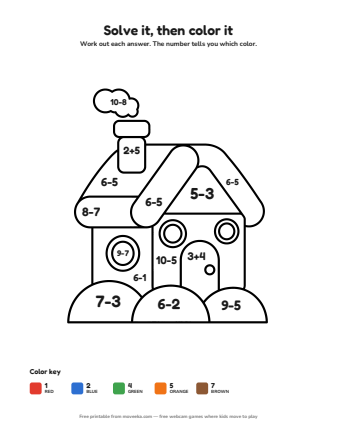 house colour by numbers printable
