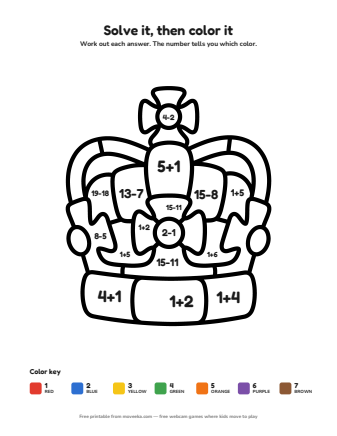 crown colour by numbers printable