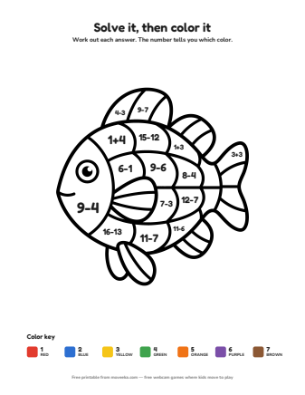 fish colour by numbers printable