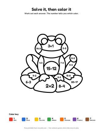 frog colour by numbers printable