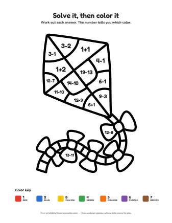 kite colour by numbers printable