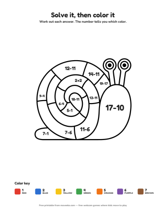 snail colour by numbers printable