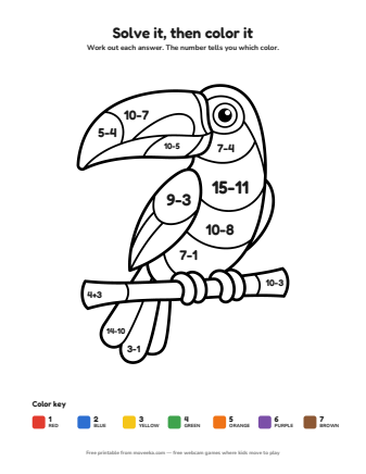 toucan colour by numbers printable